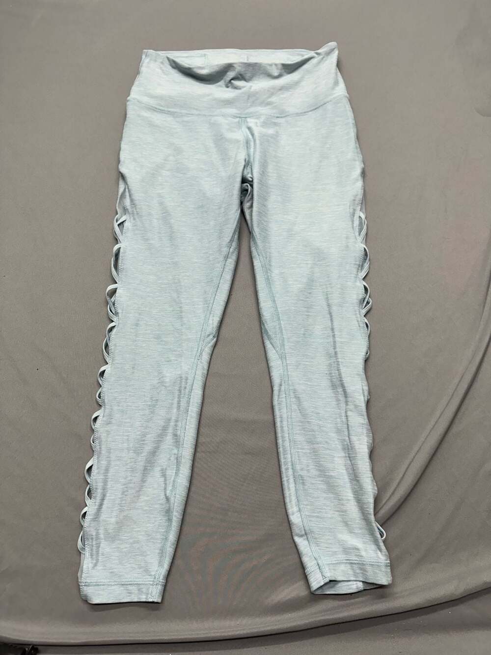 Victoria's Secret Heathered Light Blue Lattice Side Cut Out Yoga Leggings
